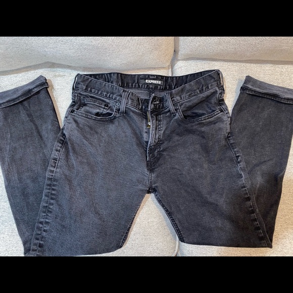 🔥 Express Black Denim Slim Jeans Men 32W x 30L - Picture 7 of 7